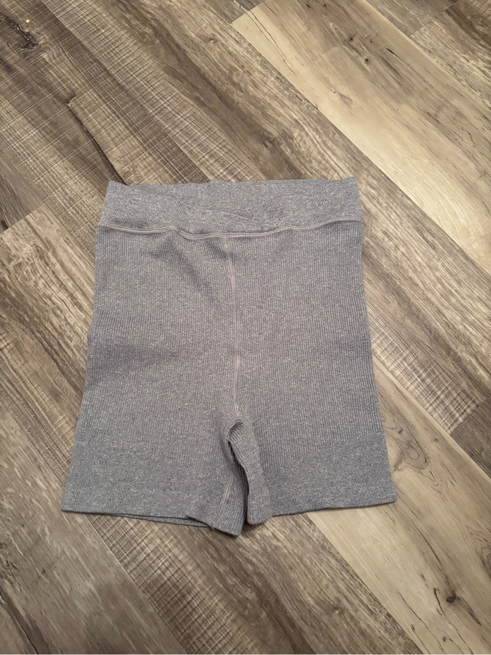Free People Ribbed High-Waist Bike Shorts — Gray
